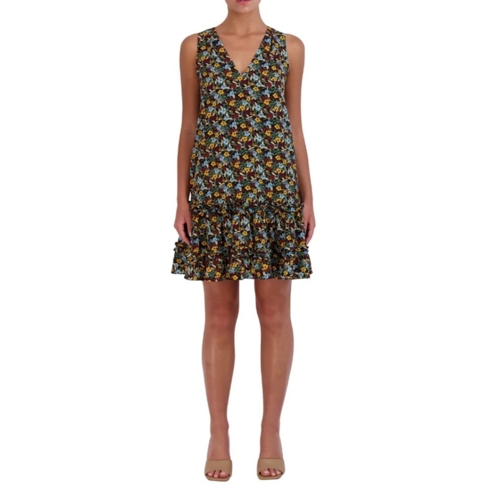 BCBG Paris Vintage Floral V Neck Dress
